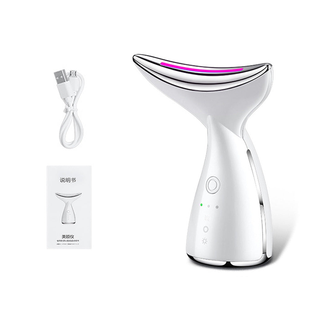 EMS Microcurrent Neck Face Beauty Device With 3 Colors LED Photon Therapy Skin Tighten Reduce Double Chin Face Lifting Devices by cj