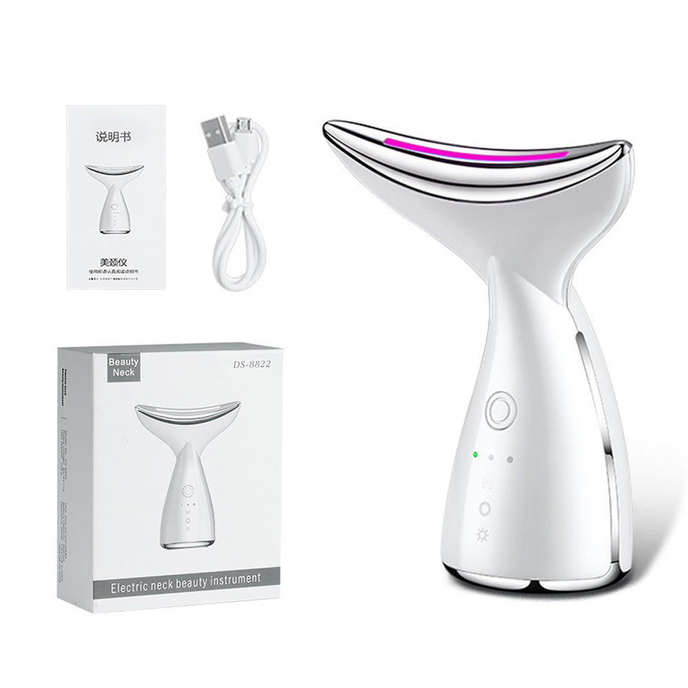 EMS Microcurrent Neck Face Beauty Device With 3 Colors LED Photon Therapy Skin Tighten Reduce Double Chin Face Lifting Devices by cj