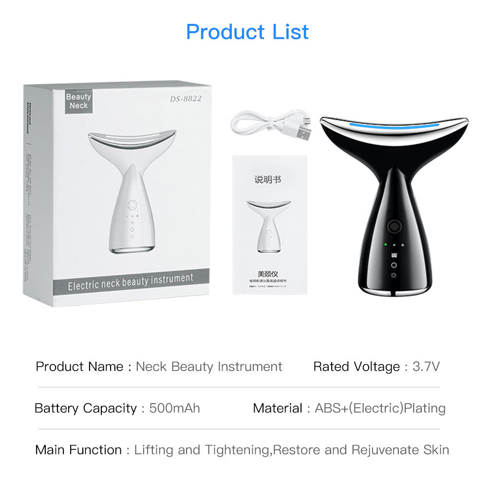 EMS Microcurrent Neck Face Beauty Device With 3 Colors LED Photon Therapy Skin Tighten Reduce Double Chin Face Lifting Devices by cj