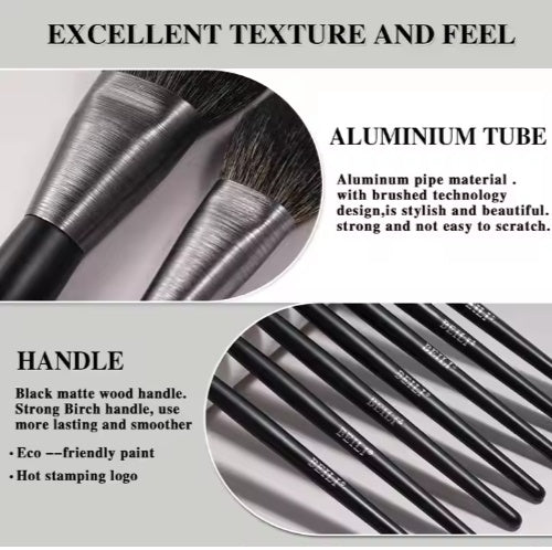 BEILI Low MOQ Ship Fast Custom High Quality Make Up Brushes Wholesale Wood Handle Premium Natural10pcs Makeup Brush by cj