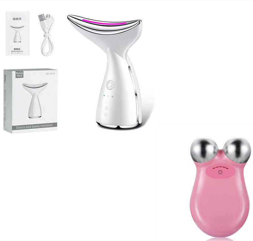 EMS Microcurrent Neck Face Beauty Device With 3 Colors LED Photon Therapy Skin Tighten Reduce Double Chin Face Lifting Devices by cj