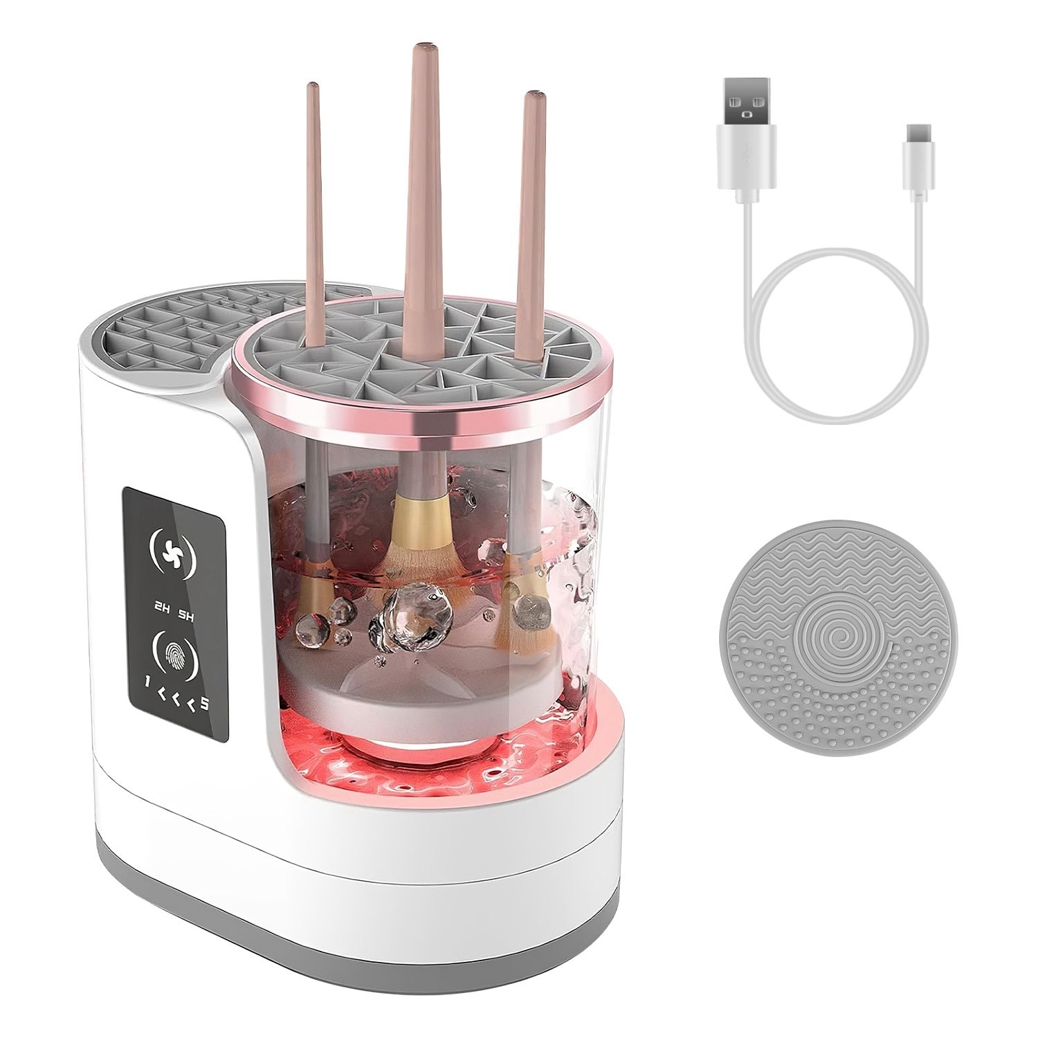 4 In 1 Electric Makeup Brush Cleaner USB Powered Automatic Brush Blender Machine With Timer Digital Display Cleaning Drying UV sDisinfection Brush Storage For All Types Of Brushe by cj